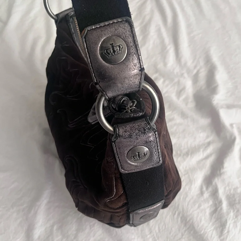Juicy Couture Vintage McBling Black Purse Hobo Bag Handbag Velour Y2K - Picture 4 of 10